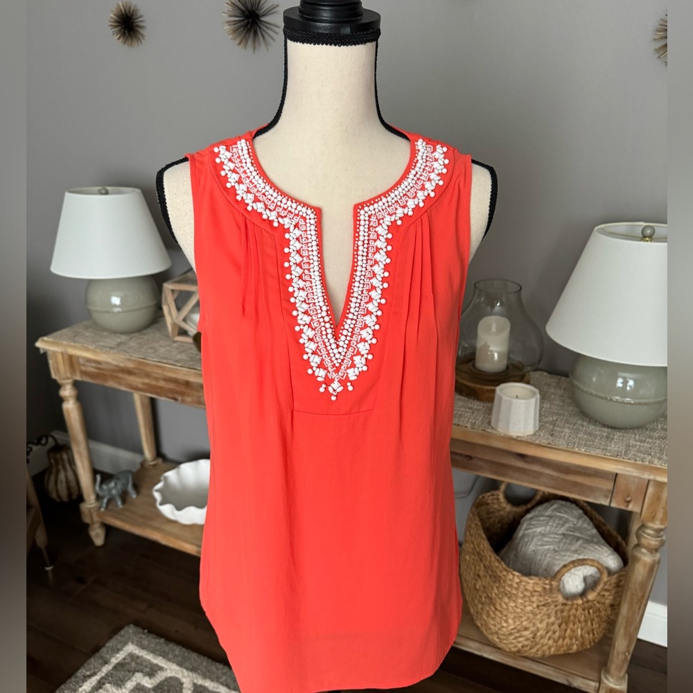 Banana Republic beaded sleeveless blouse size 8